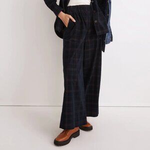Madewell Corduroy Pull-On Wide-Leg Pants in Plaid Windowpane sz small